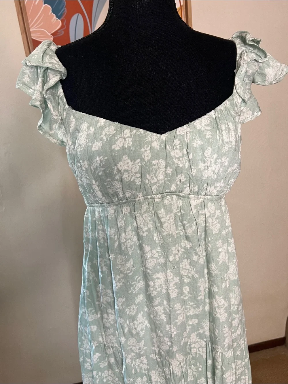 Altar’d State Mila Floral Tiered Maxi Dress in light green Size M - Picture 3 of 9
